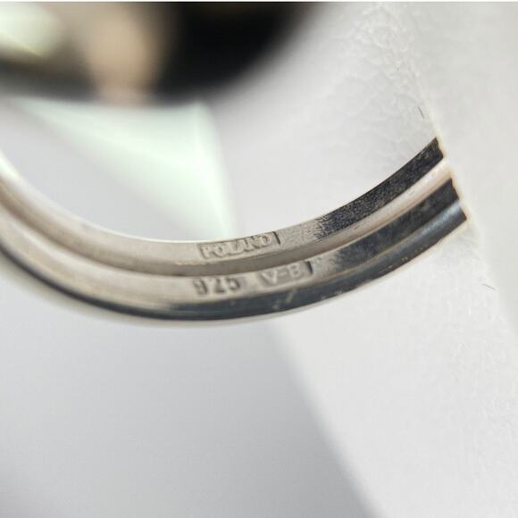 Polish Baltic Amber Ring 925 Sterling Silver Diamond Shape Size 7 Statement - Picture 10 of 12